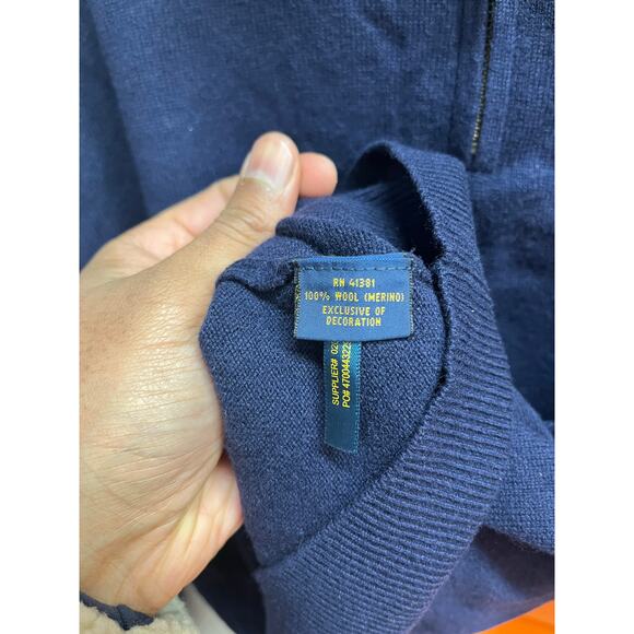 Polo Ralph Lauren - Wool Quarter-Zip Sweater / L / Blue - Picture 5 of 7